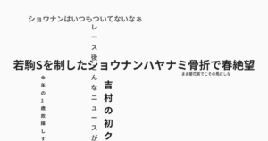 若駒Sを制したショウナンハヤナミ骨折で春絶望